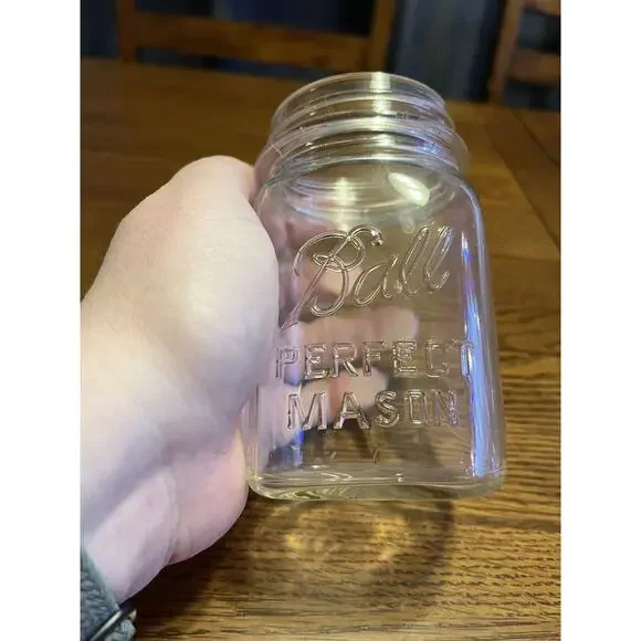 Vintage Mason Jar Ball Perfect Mason Pint Ribs Marked #7 On Bottom 1930s 1940s - Picture 4 of 5